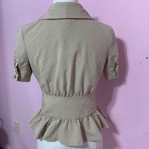 VTG Arden B Light Tan Peplum Short Sleeve Blazer S - Picture 10 of 12